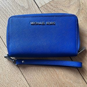 Authentic Michael Kors cobalt blue wristlet